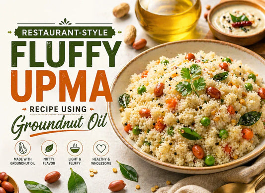 Restaurant Style Fluffy Upma with Groundnut Oil
