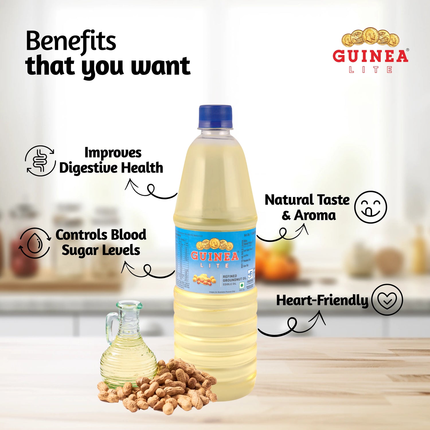 Benefits of Guinea Lite Refined Groundnut Oil 1 Ltr Bottle