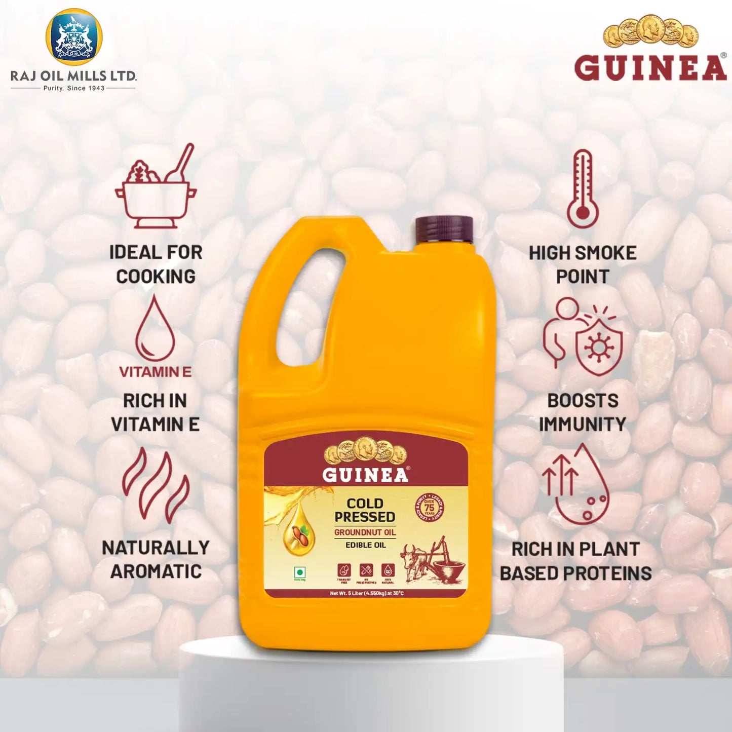 Guinea Cold Pressed Groundnut Oil Jar 5 Ltr