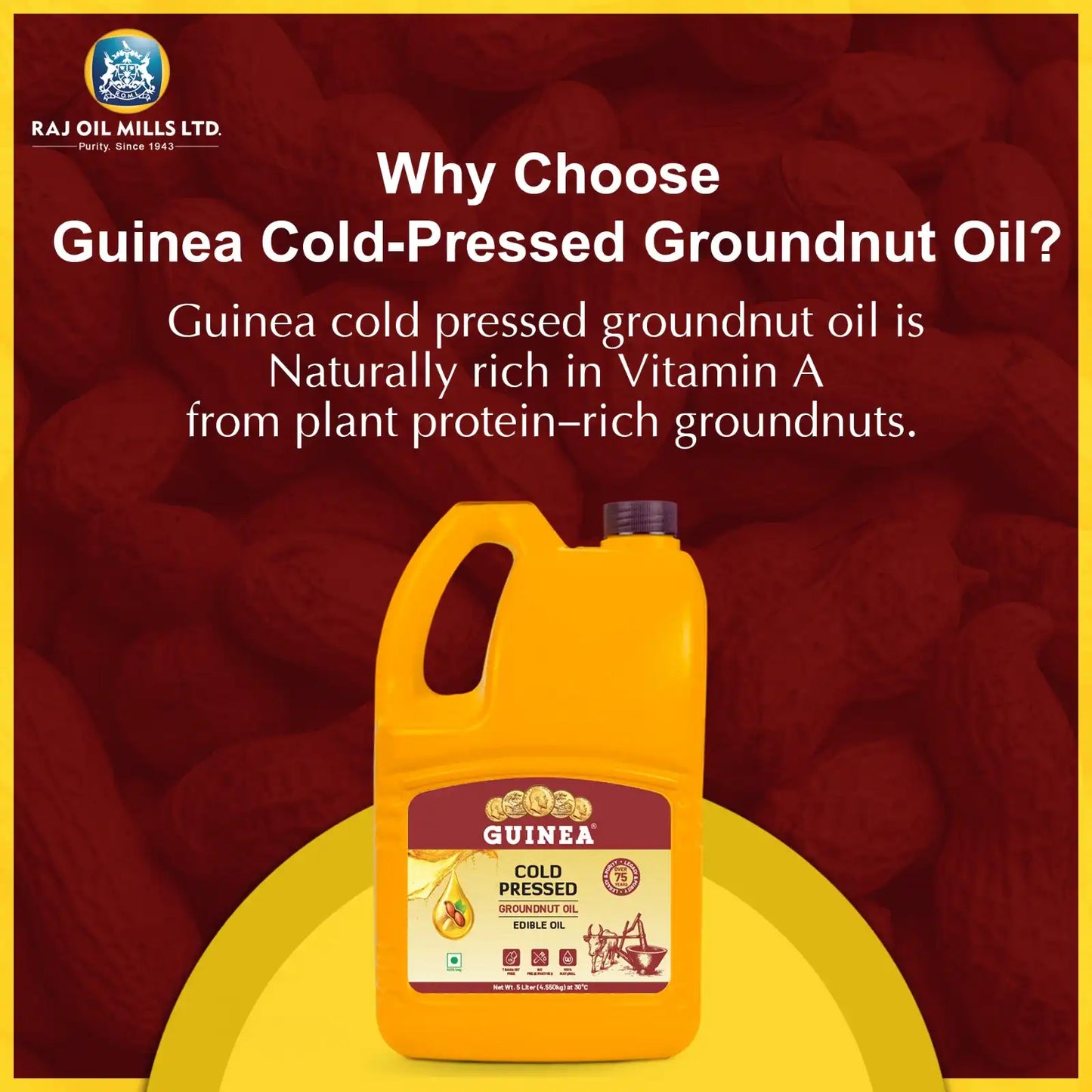 Guinea Cold Pressed Groundnut Oil Jar 5 Ltr