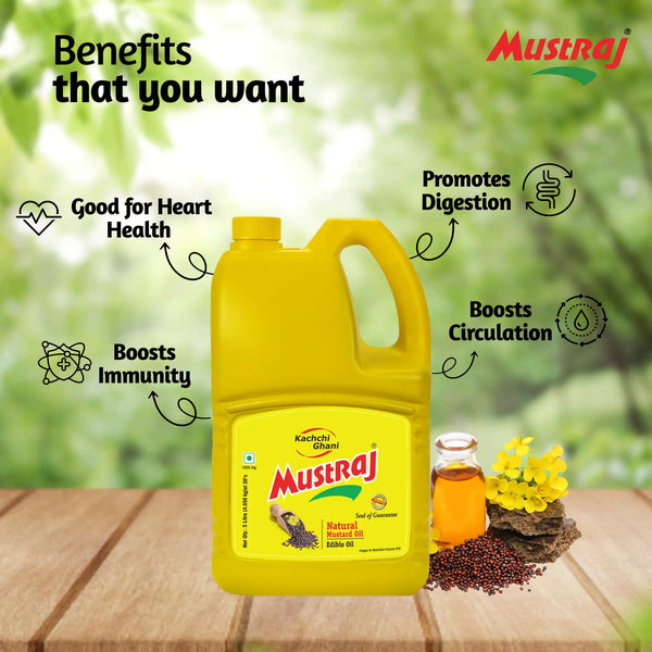 Mustraj Natural Kachi Ghani Mustard Oil - Jar